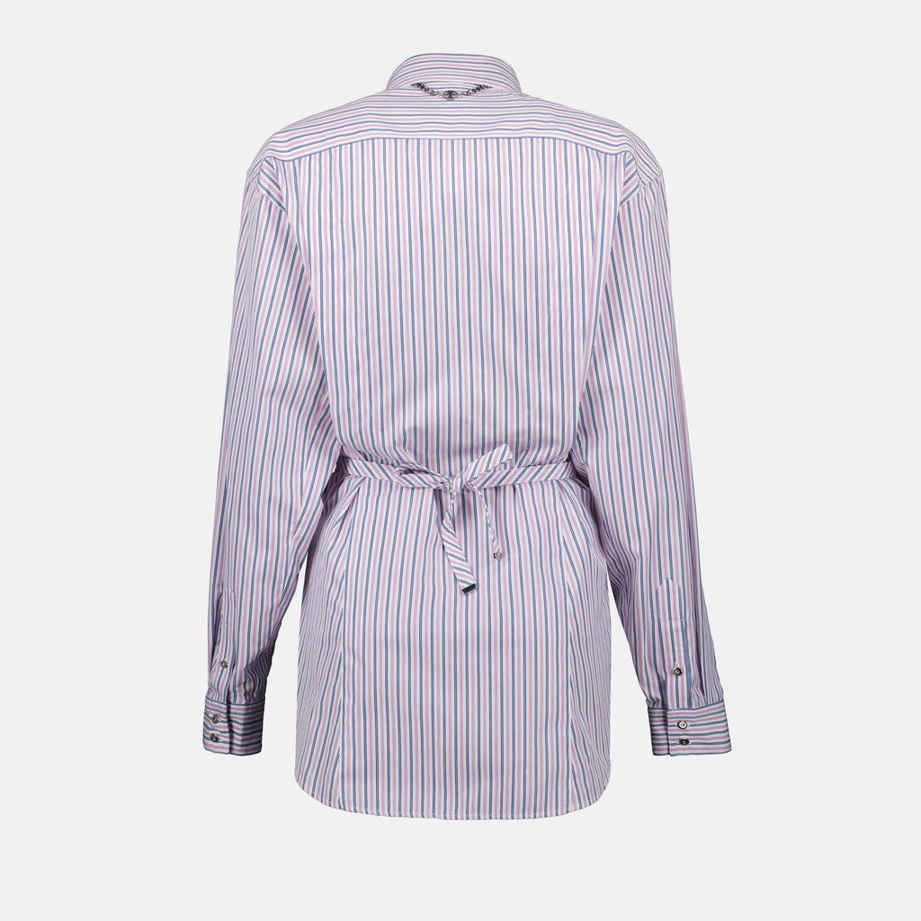 purple striped shirt, Rabanne shirt, women's poplin shirt, Spring-Summer collection, fitted shirt
