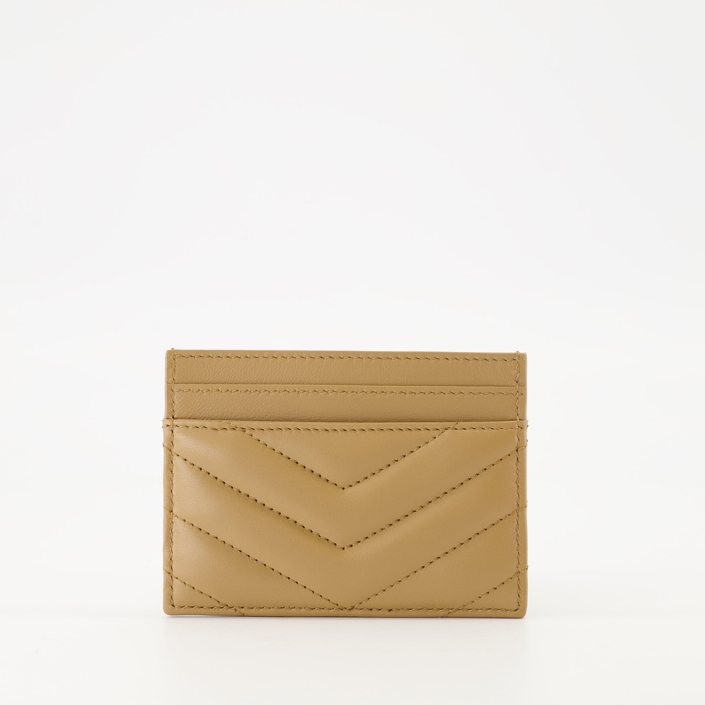 Saint Laurent card holder, beige card holder, smooth lambskin, Cassandre logo, luxury accessories