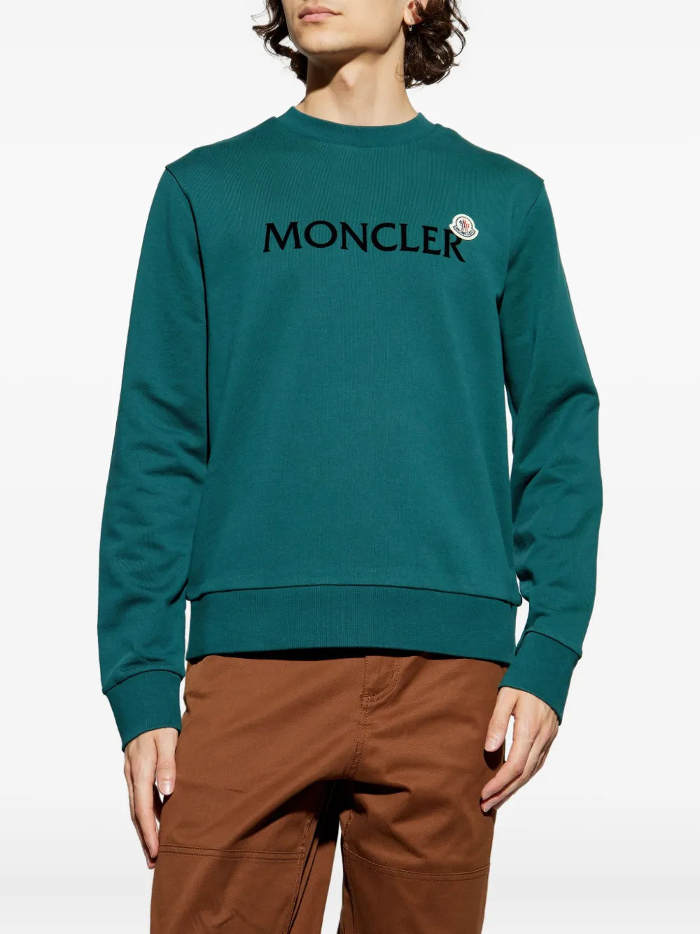 Image of Green Logo Sweatshirt by Moncler for Men - Season Autumn-Winter 2025 - Detail View 1
