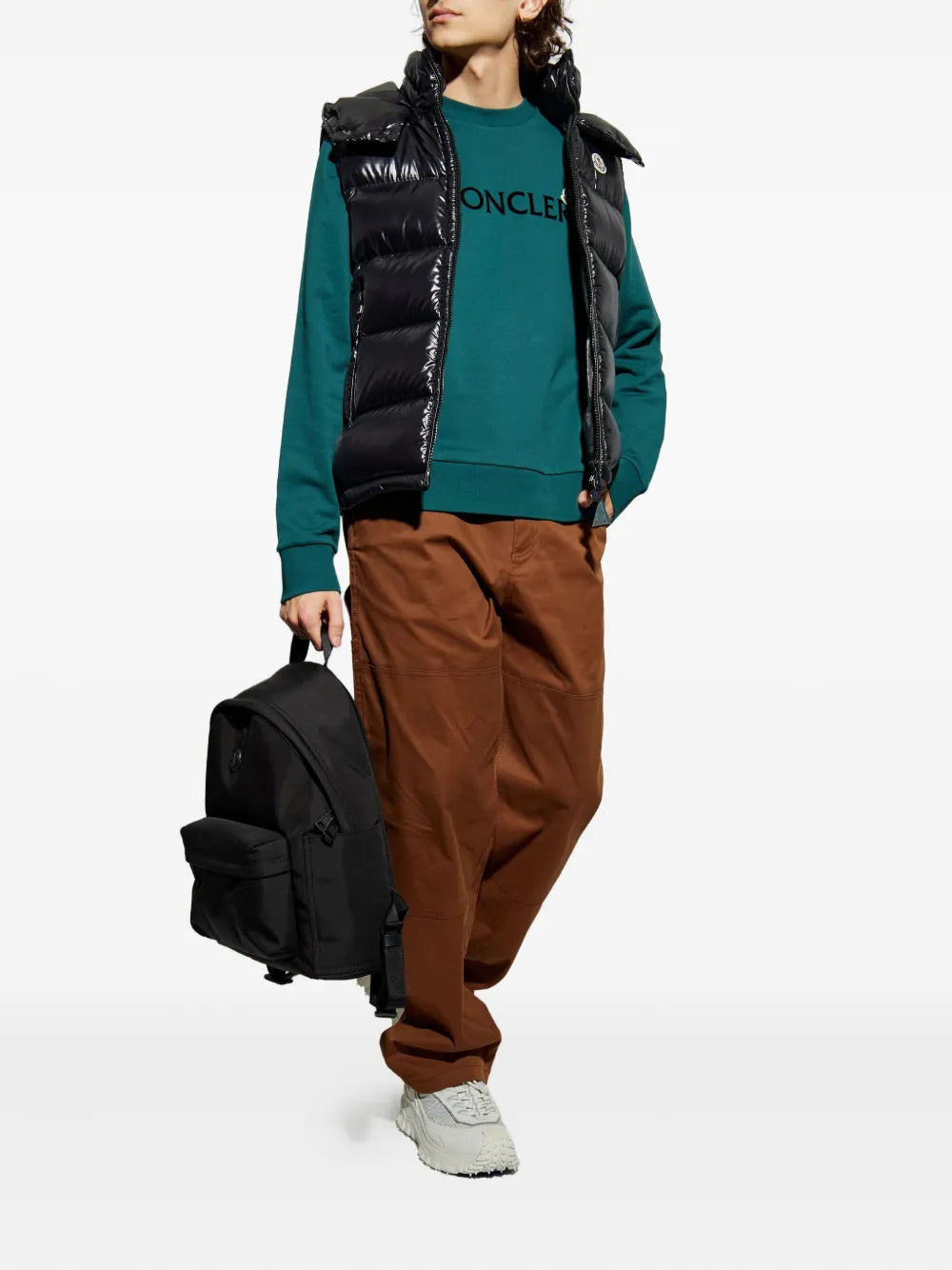 Image of Green Logo Sweatshirt by Moncler for Men - Season Autumn-Winter 2025 - Back View