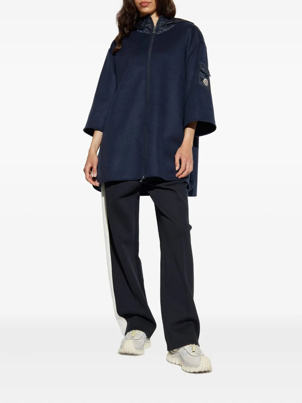 ネイビーウールジップケープ