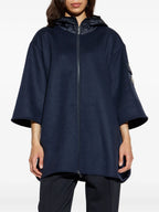 Image of Navy Wool Zip Cape by Moncler for Women - Season Autumn-Winter 2025 - Detail View 1