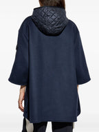 Image of Navy Wool Zip Cape by Moncler for Women - Season Autumn-Winter 2025 - Detail View 6