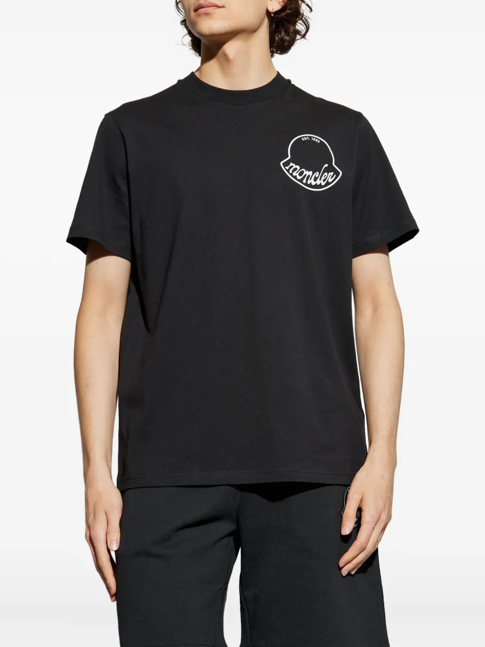 Image of Black Logo T-Shirt by Moncler for Men - Season Autumn-Winter 2025 - Detail View 1