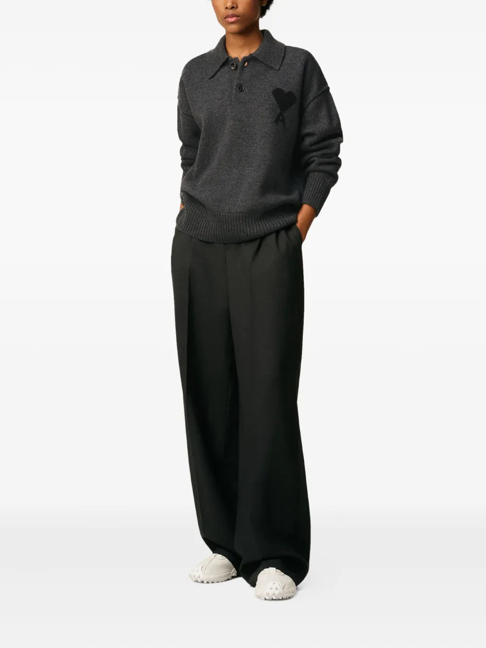 Long Sleeve Wool Polo