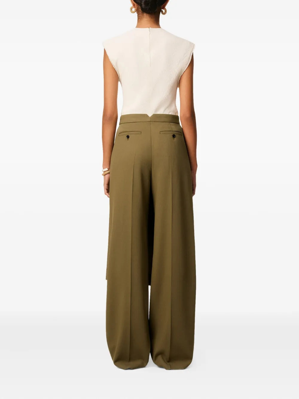 Image of Kaki Wide-leg Pants by Ami PARIS for Women - Season Autumn-Winter 2025 - Model view 3