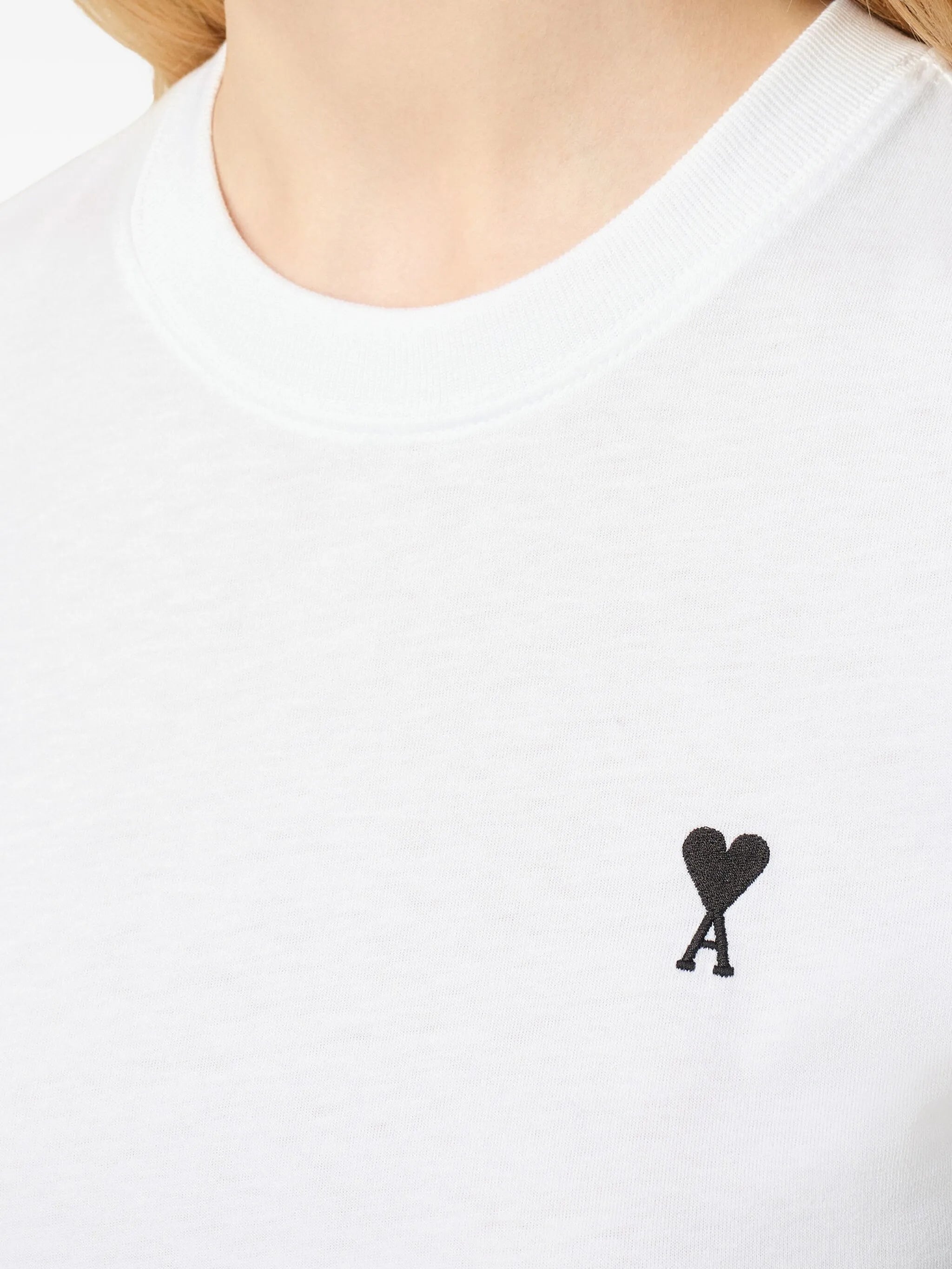 Image of Ami de Coeur White T-Shirt by Ami PARIS for Women - Season Spring-Summer 2026 - Model view 5