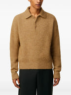 Image of Brown Wool Polo by Ami PARIS for Men - Season Autumn-Winter 2025 - Model view 4