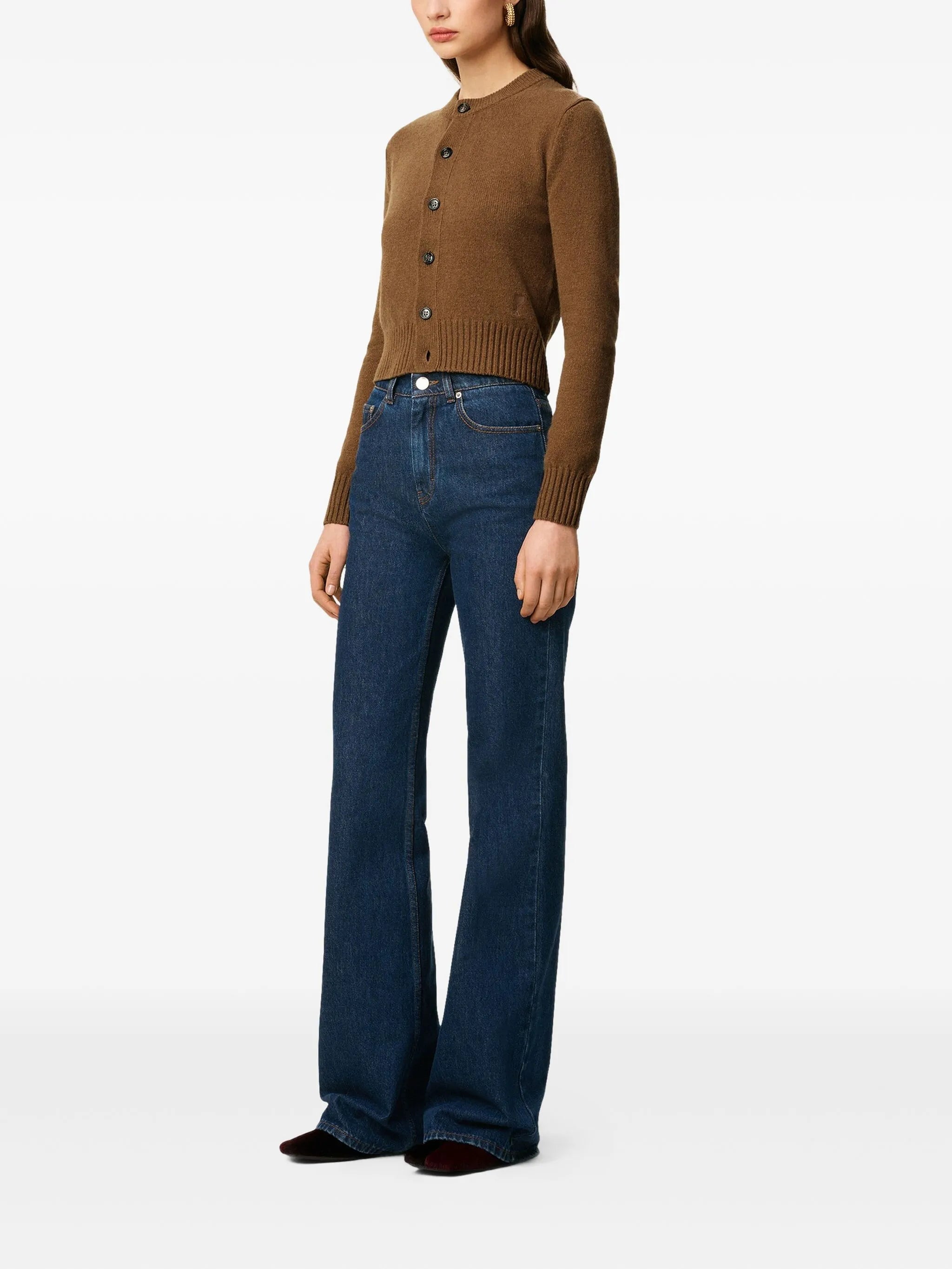 Image of Flared Denim Jean by Ami PARIS for Women - Season Autumn-Winter 2025 - Model View 2