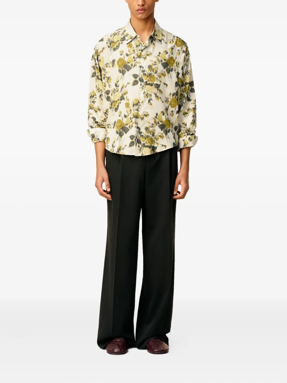 Floral Printed Green Shirt