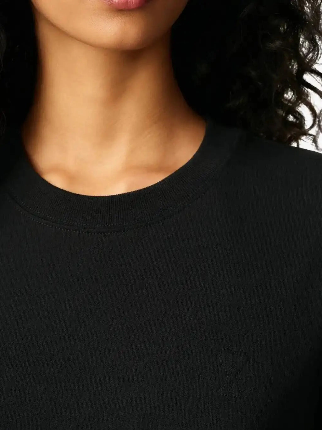 Image of Black Cotton T-Shirt by Ami PARIS for Unisex - Season Spring-Summer 2026 - Model view 6