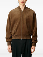 Image of Brown Suede Bomber Jacket by Ami PARIS for Men - Season Autumn-Winter 2025 - Model view 4