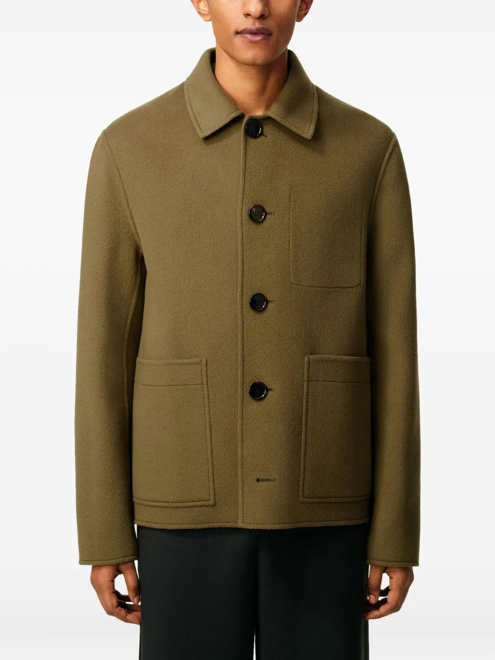 Kaki Wool and Cashmere Jacket