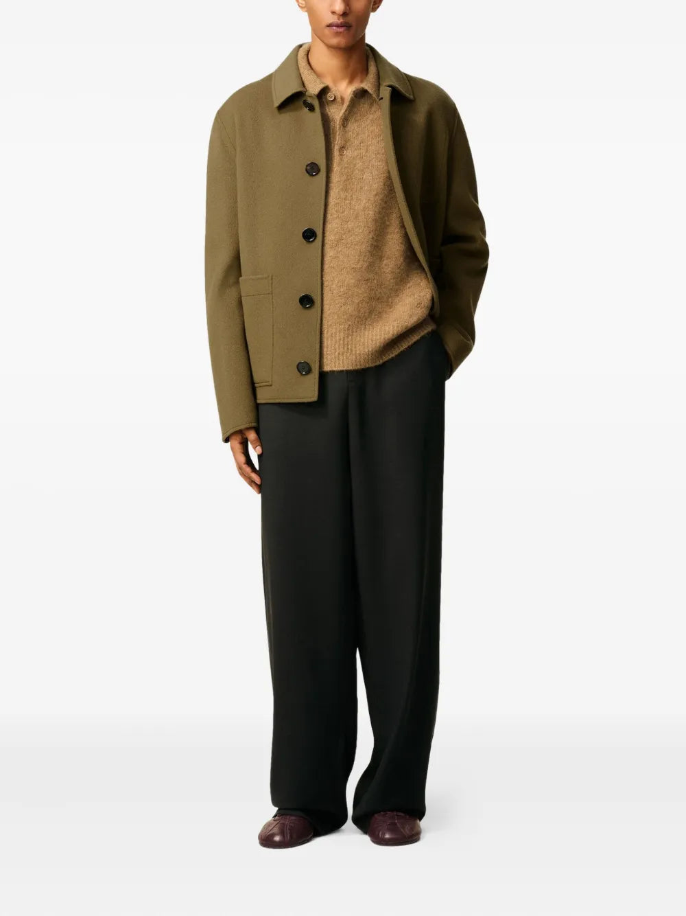 Kaki Wool and Cashmere Jacket