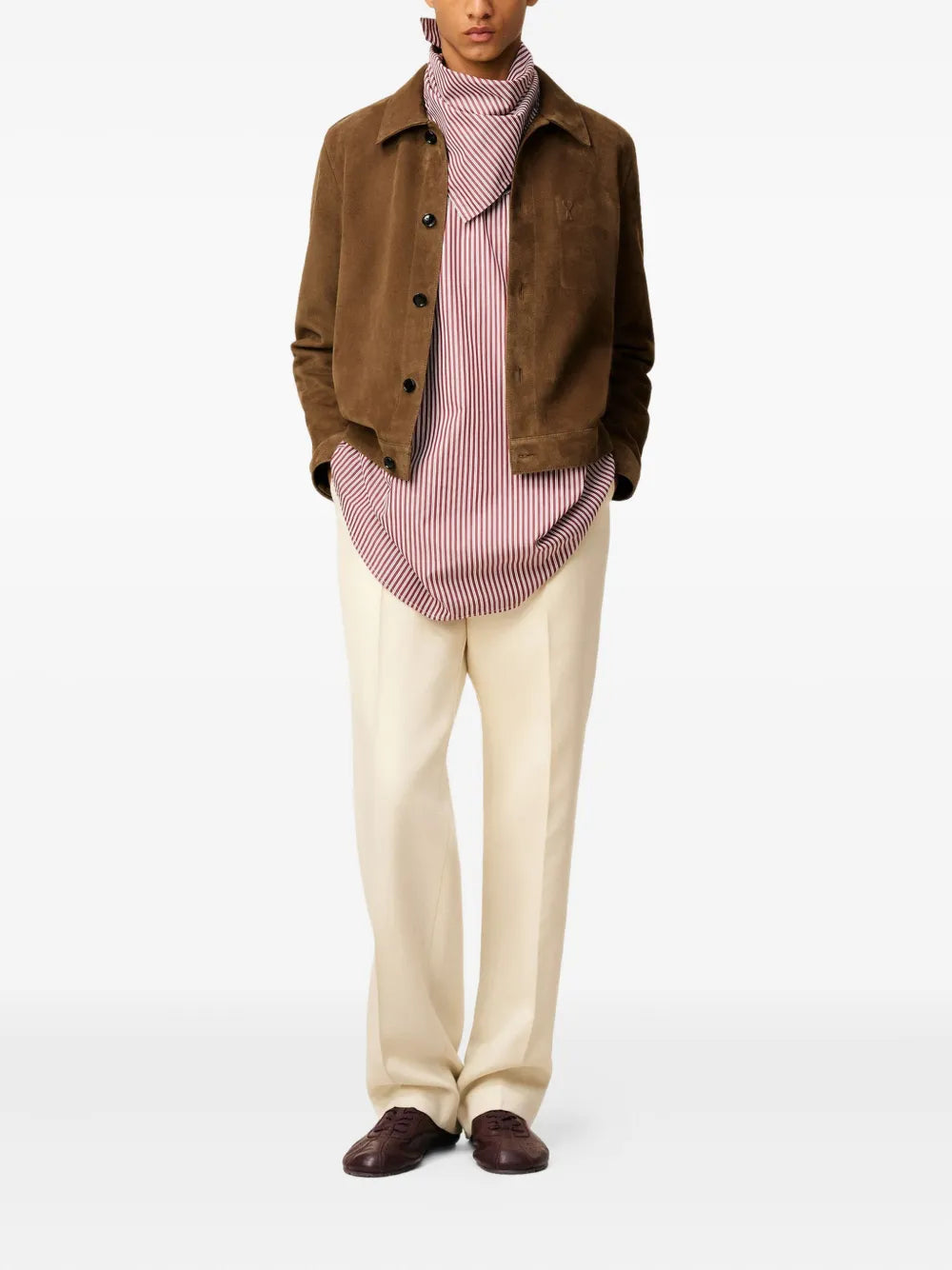 Image de la veste en cuir Ami de Coeur par Ami PARIS pour hommes - Saison Automne-Hiver 2025 - Vue du modèle 1