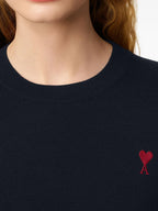Image of Ami de coeur Pull Navy Blue by Ami PARIS for Women - Season Autumn-Winter 2025 - Detail View 7