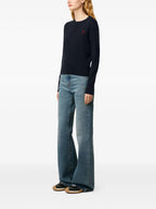 Image of Ami de coeur Pull Navy Blue by Ami PARIS for Women - Season Autumn-Winter 2025 - Detail View 1
