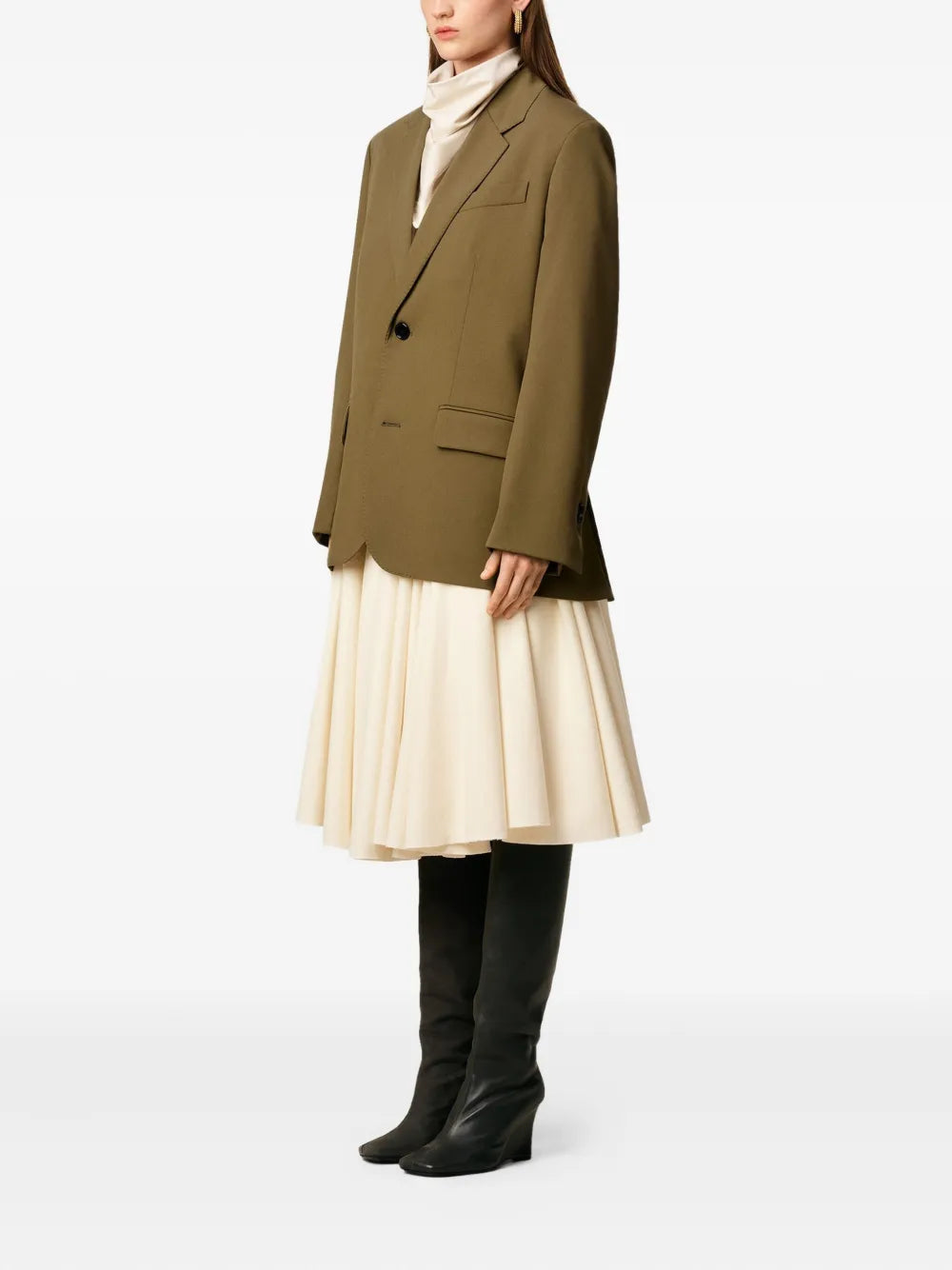 Blazer Kaki a Due Bottoni