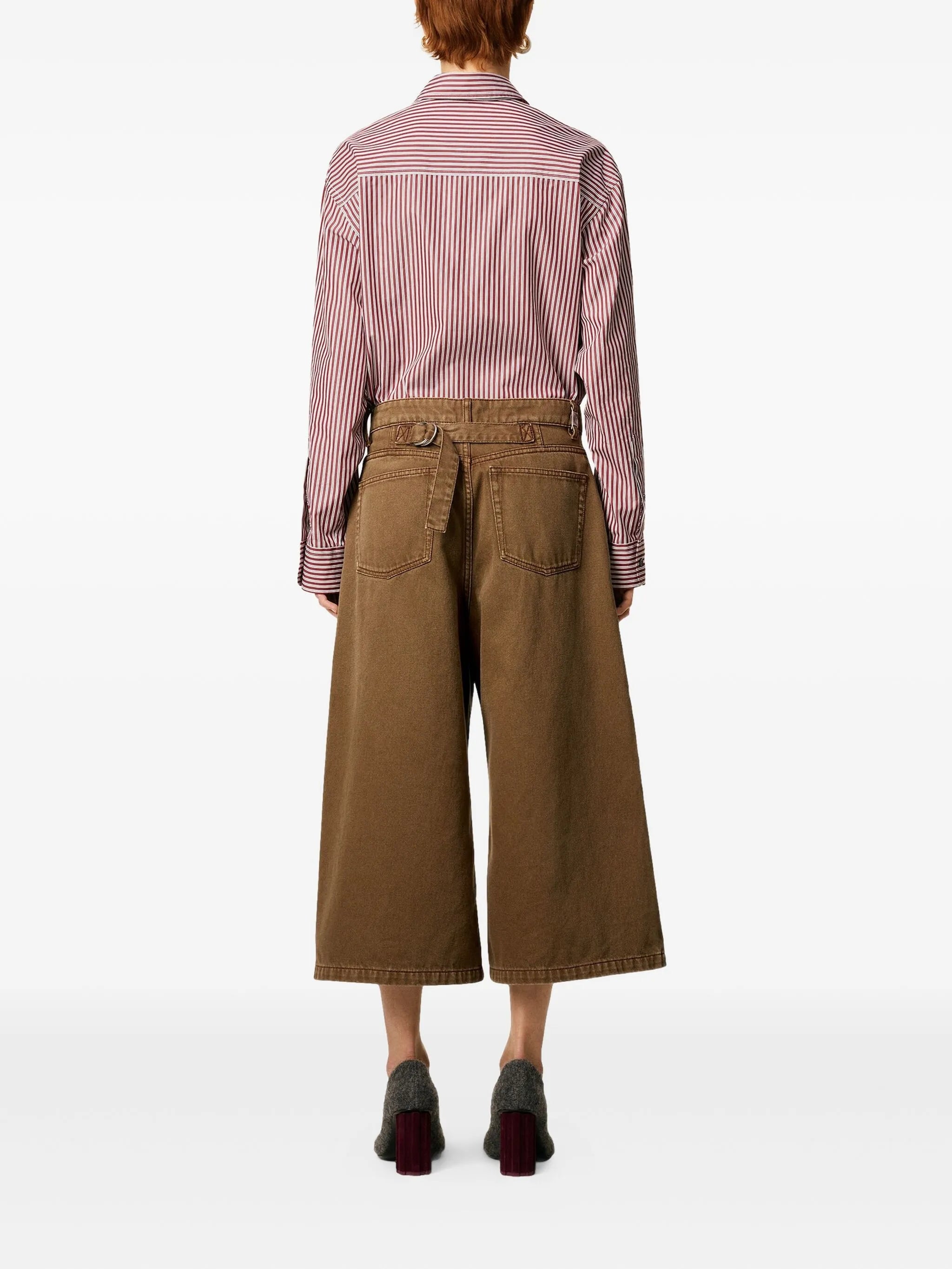 Image of Brown Denim Bermuda Shorts by Ami PARIS for Women - Season Autumn-Winter 2025 - Model view 3