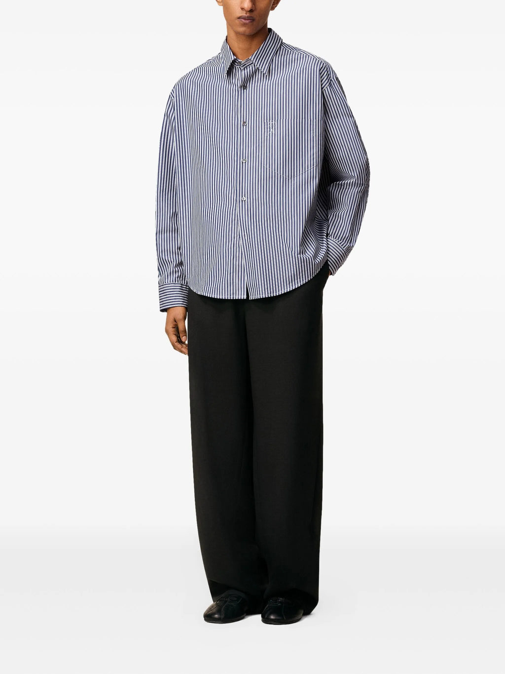 Image of Striped Shirt by Ami PARIS for Unisex - Season Autumn-Winter 2025 - Model view 6