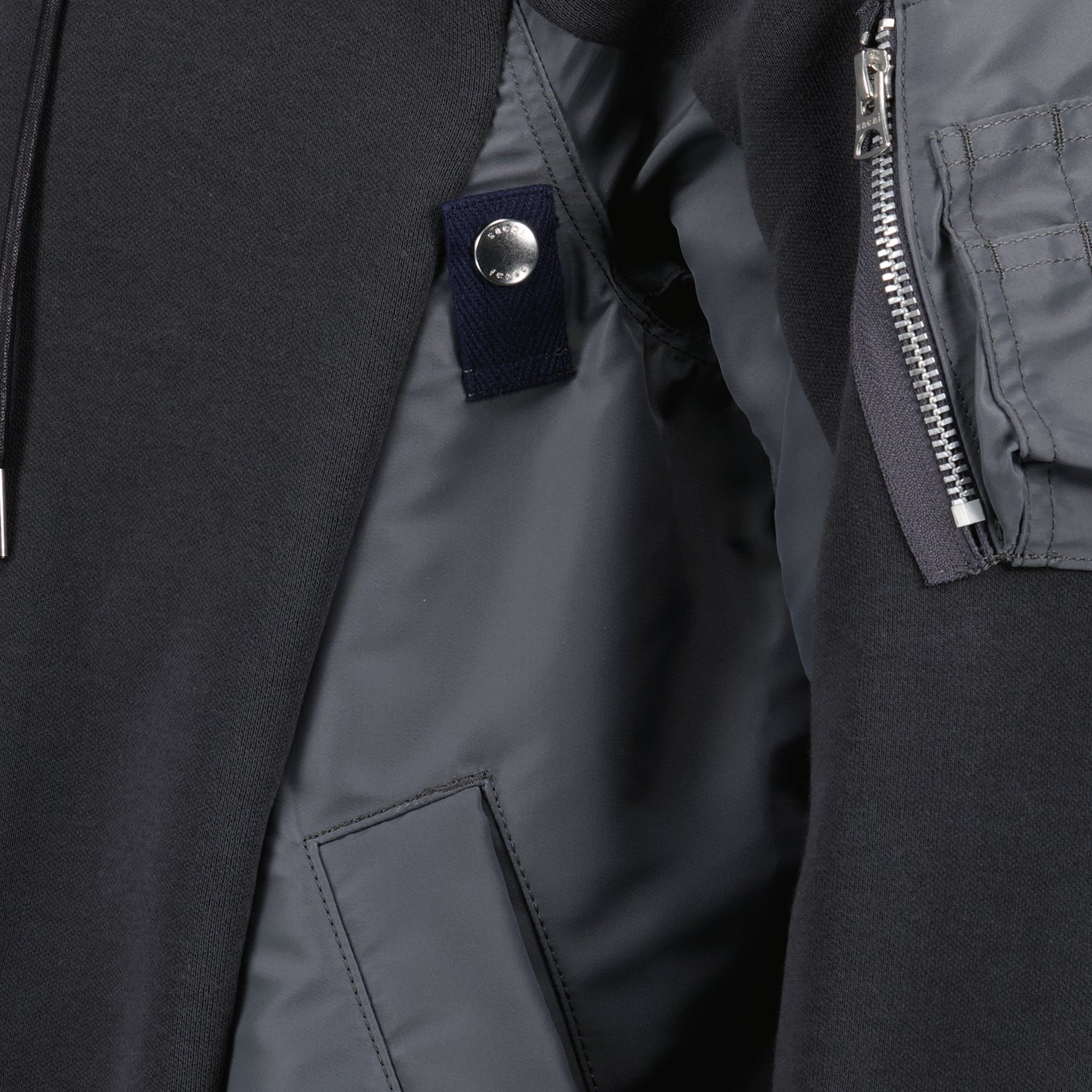 Zip-Up Nylon and Terry Sweatshirt