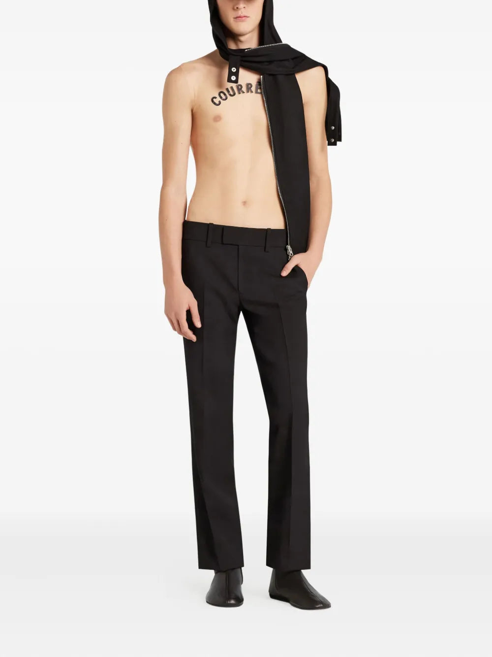 black wool trousers, Courrèges pants, Fall-Winter collection, men's fashion, straight cut trousers