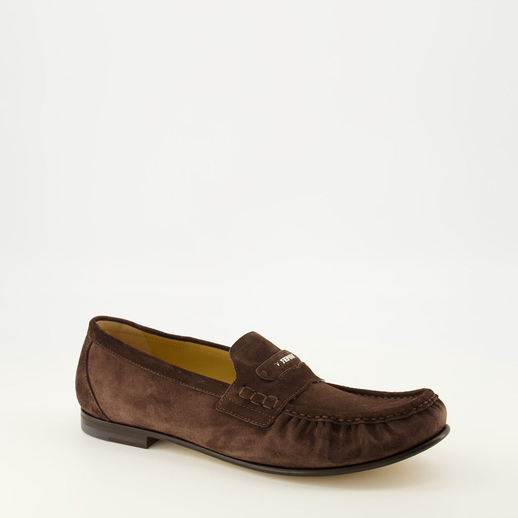 Brown Suede Scrunch Loafers
