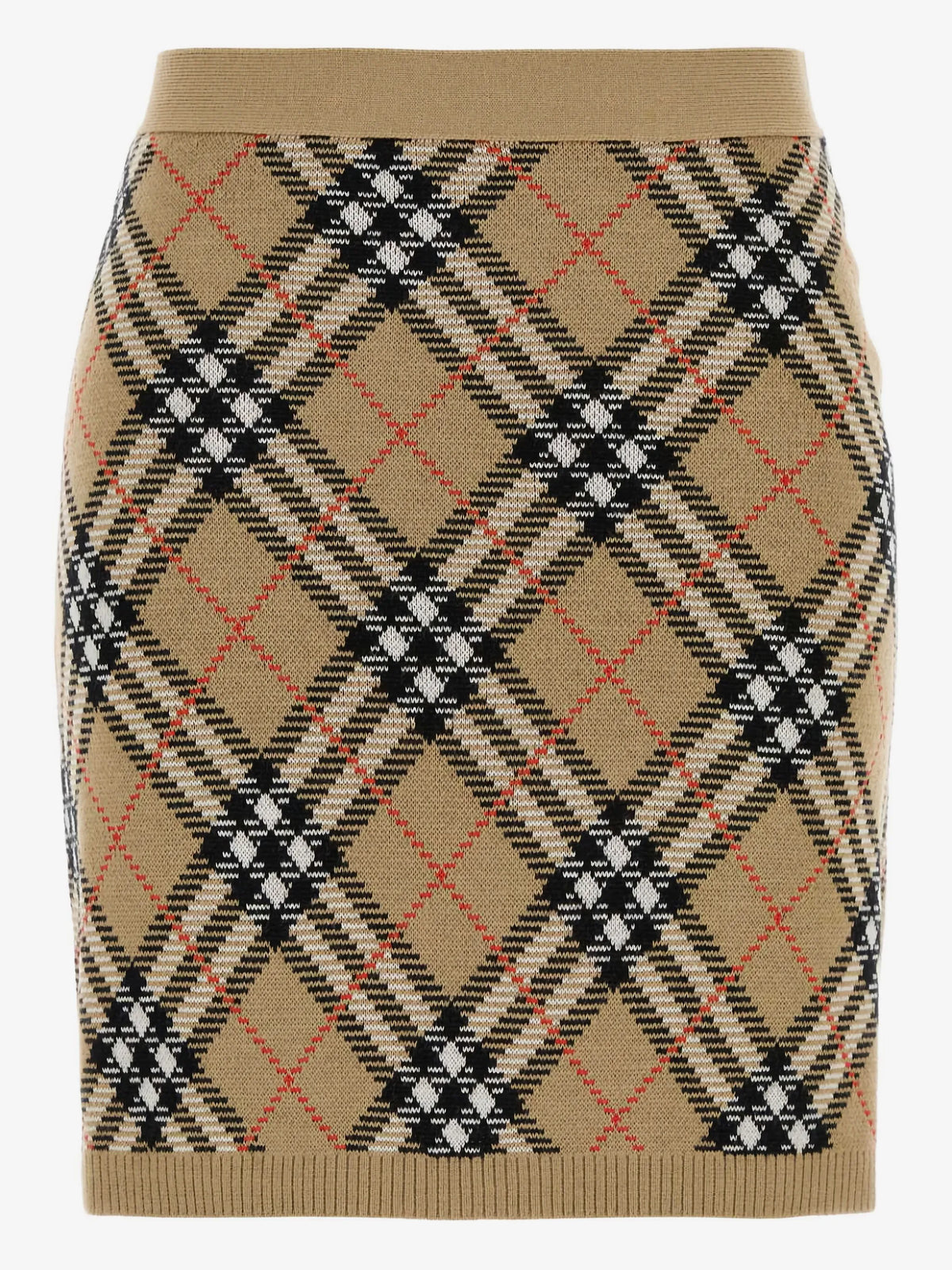 Image of Check Wool Mini Skirt by Burberry for Women - Season Autumn-Winter 2025 - Model View 1