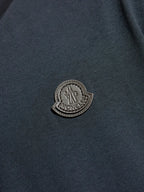 Image of Navy Blue Leather Logo T-Shirt by Moncler for Men - Season Autumn-Winter 2025 - Detail View 7