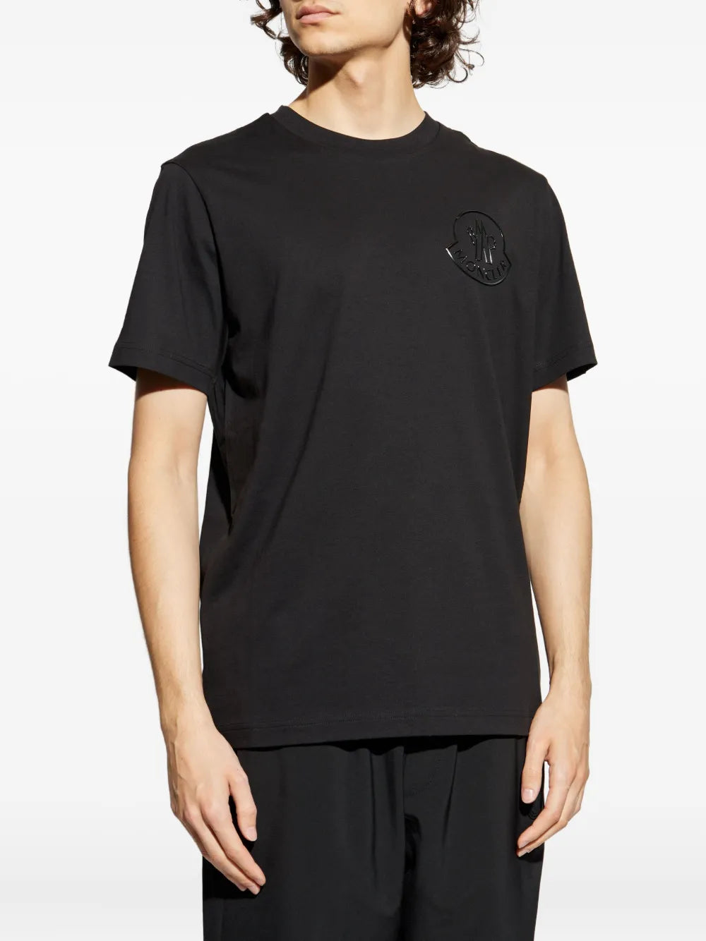 Image of Black Logo T-Shirt by Moncler for Men - Season Autumn-Winter 2025 - Detail View 1