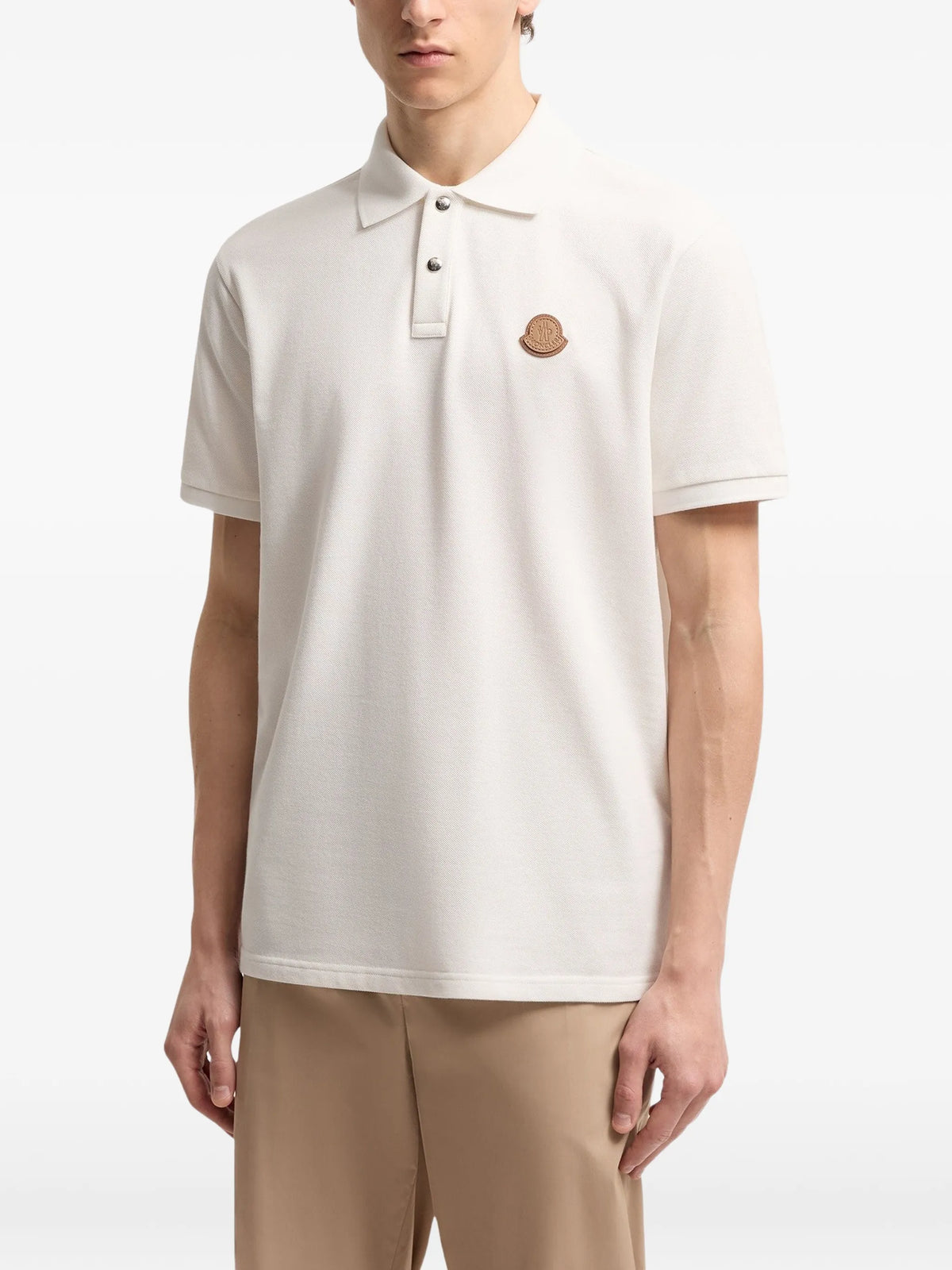 Image of Cotton Piqué Polo Shirt by Moncler for Men - Season Spring-Summer 2026 - Model View 2