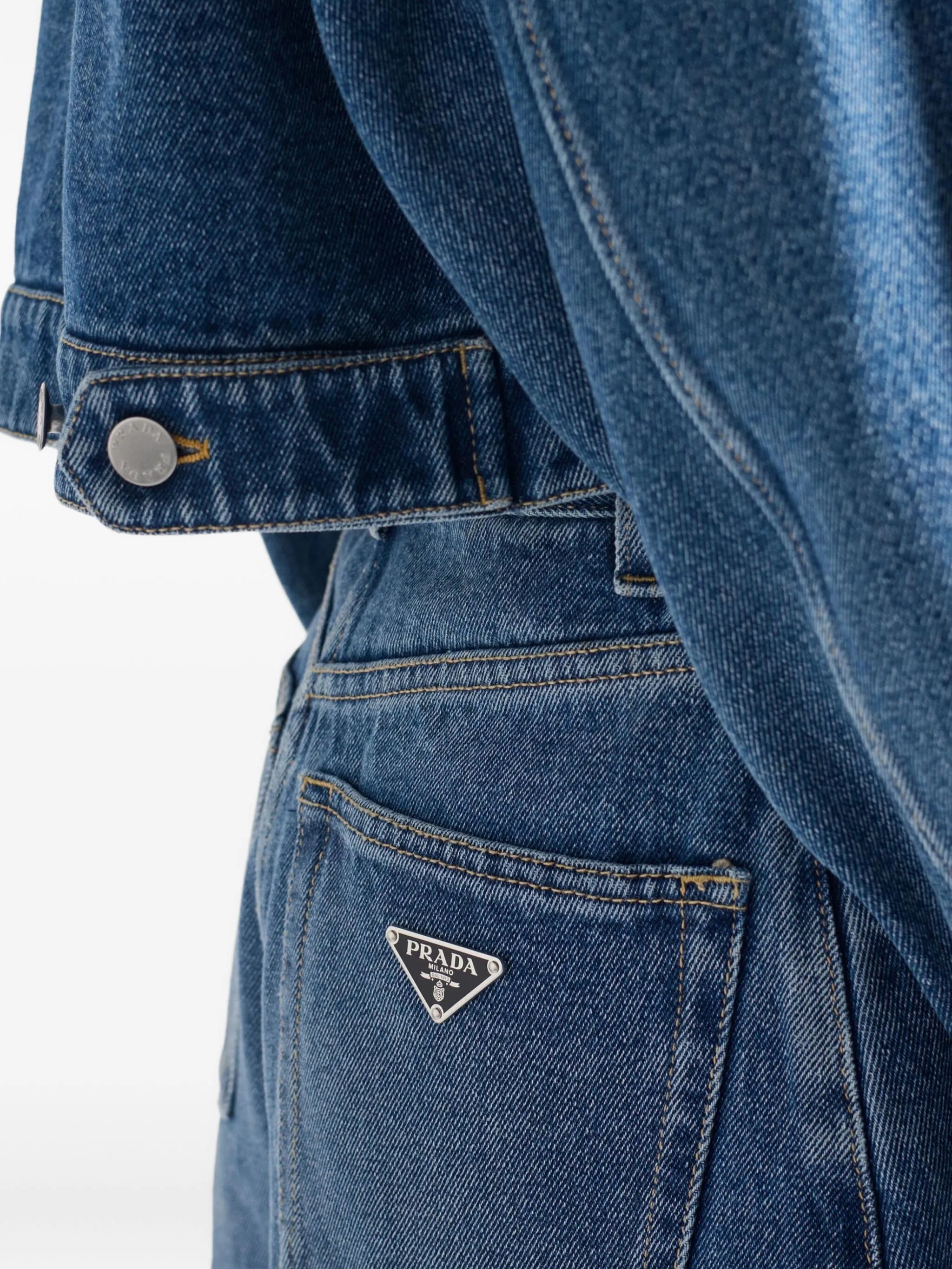 Image of Prada Denim Shorts by Prada for Women - Season Autumn-Winter 2025 - Model view 4