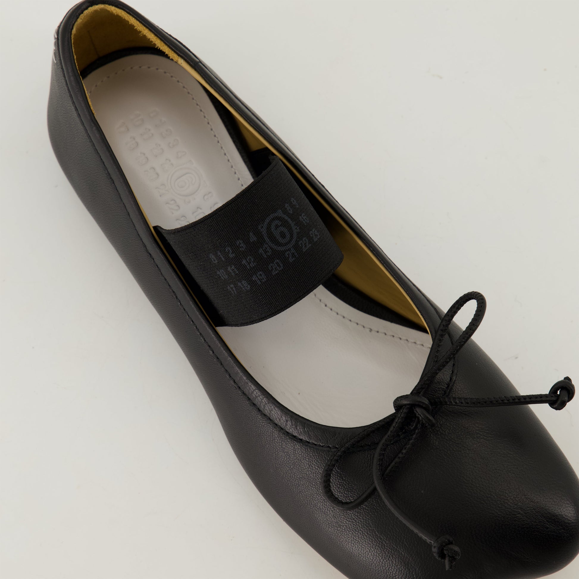 black leather ballerinas, MM6 signature, anatomic design shoes, luxury footwear, elegant women's shoes