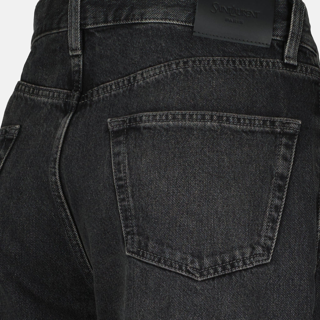 denim jeans, Saint Laurent jeans, Westwood denim, straight-cut jeans, faded black jeans