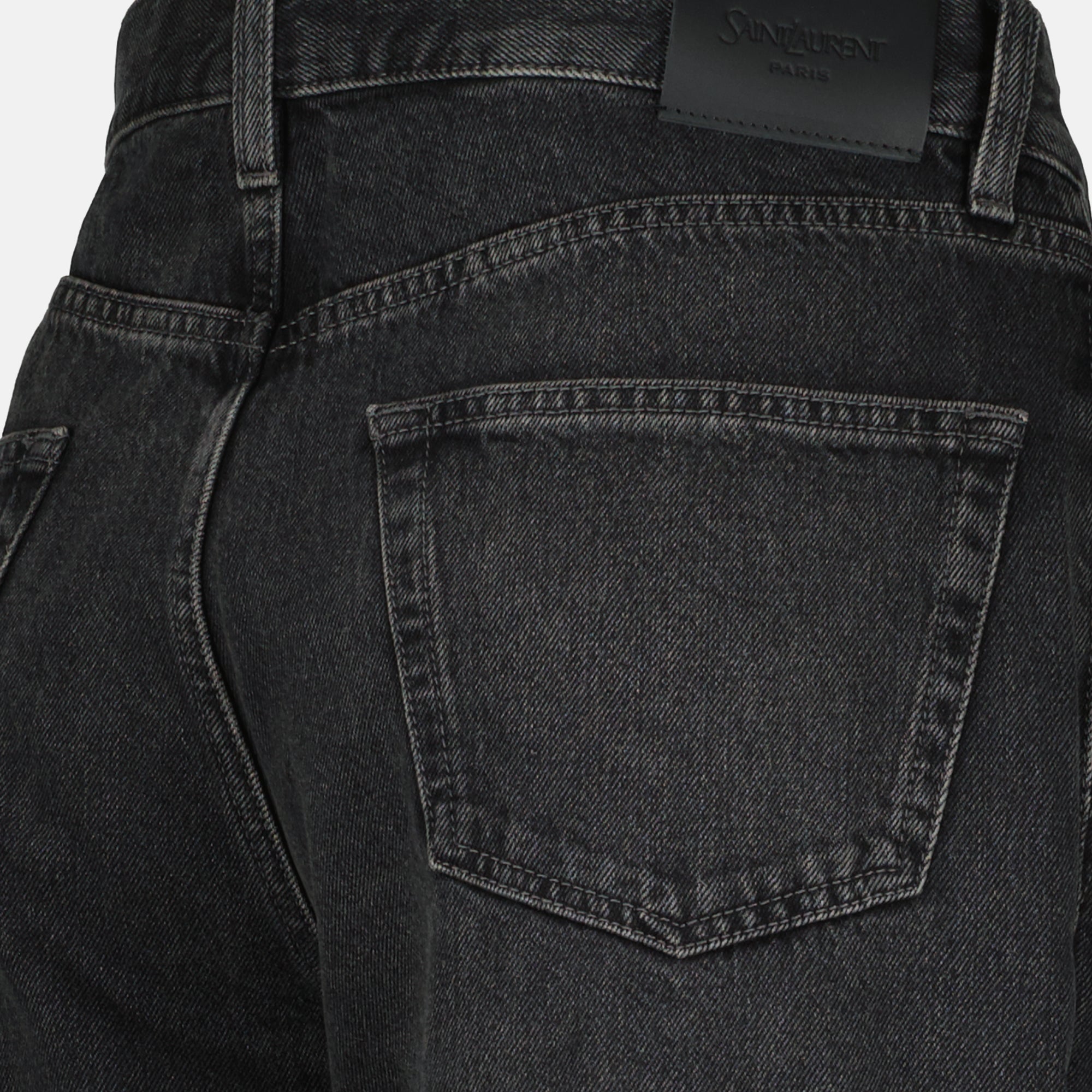 denim jeans, Saint Laurent jeans, Westwood denim, straight-cut jeans, faded black jeans