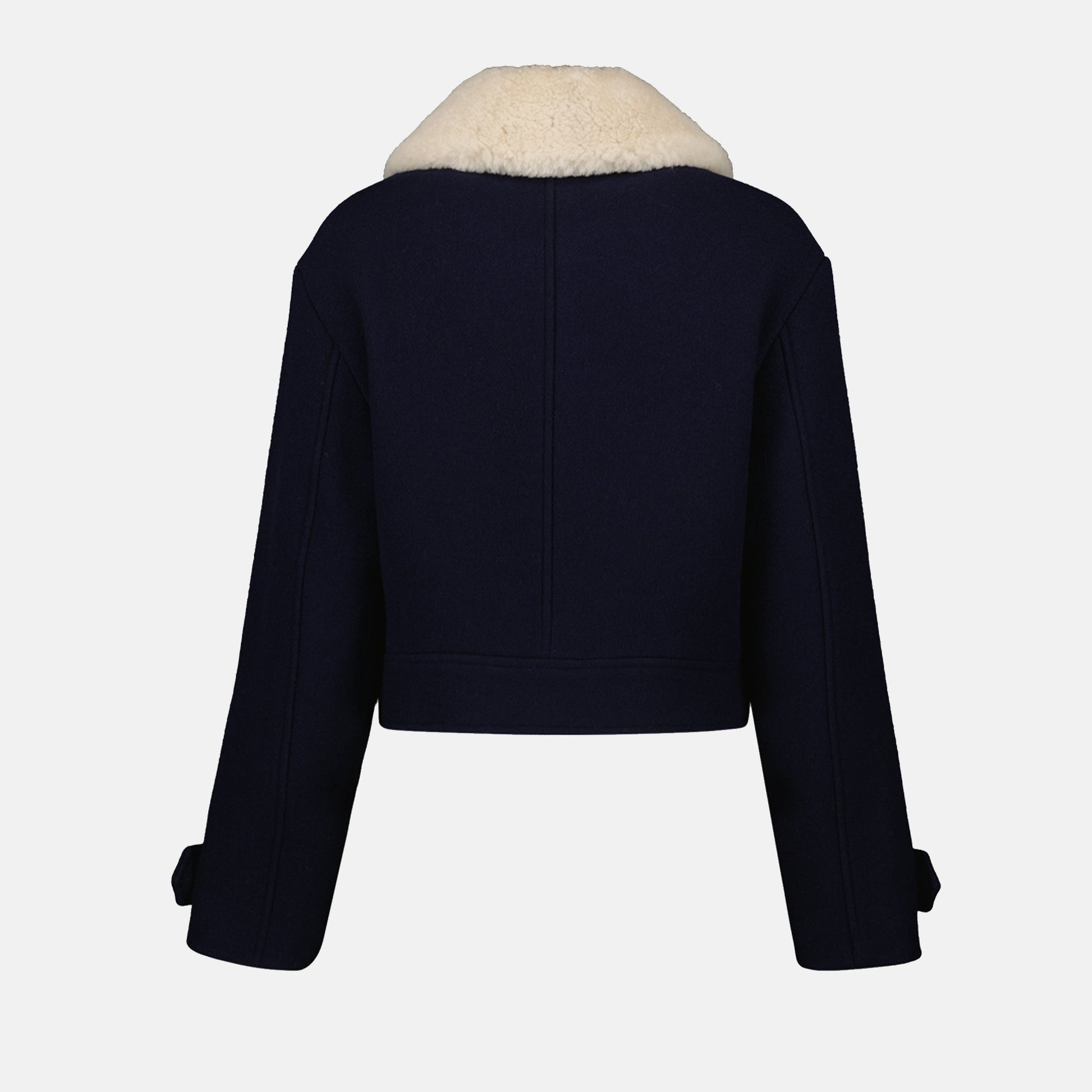 Shearling Collar Jacket, Wool Jacket Navy, Luxury Women's Jacket, AMI Paris Jacket, Autumn-Winter 2024 Fashion