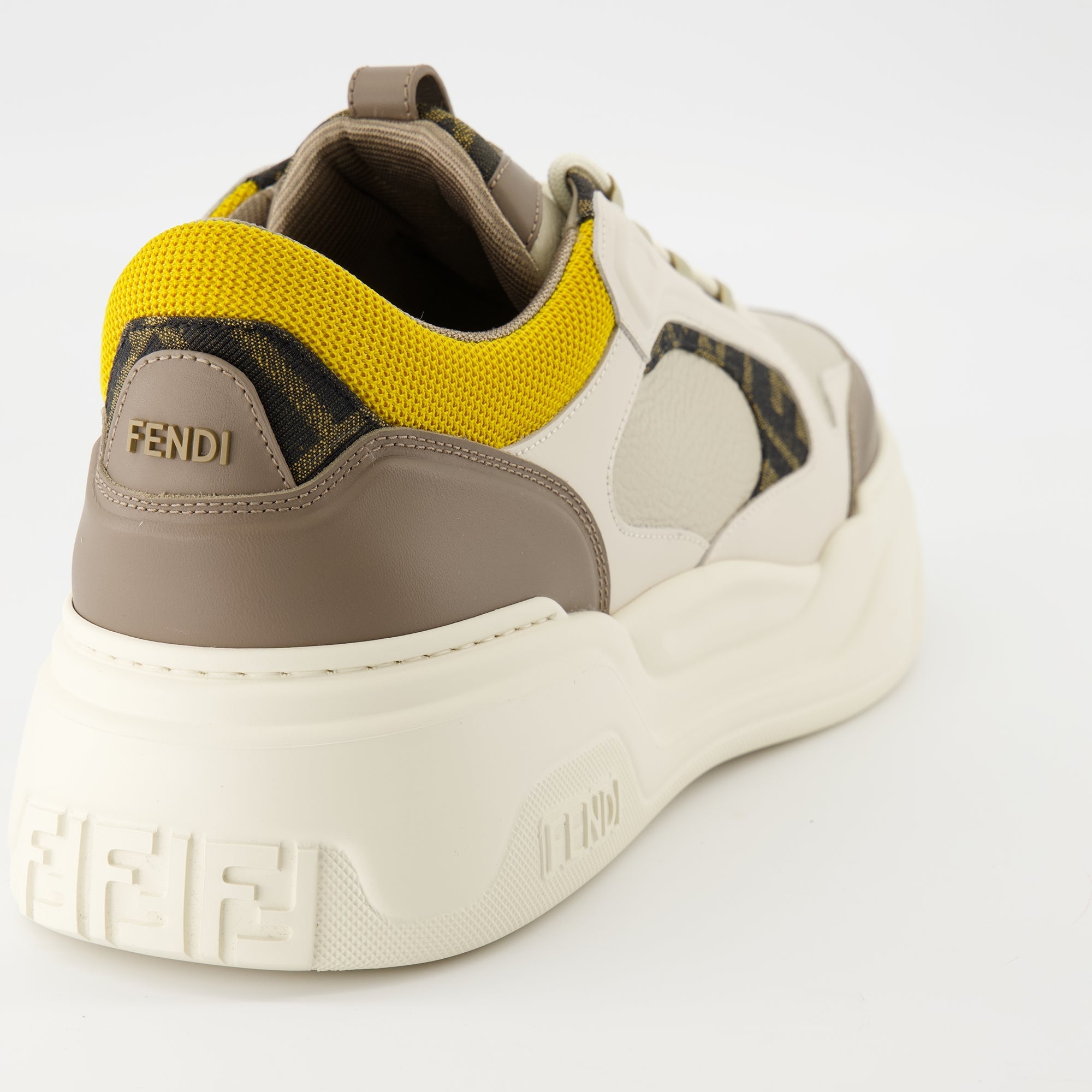 Fendi sneakers, brown sneakers, leather footwear, FF pattern shoes, anti-slip sneakers
