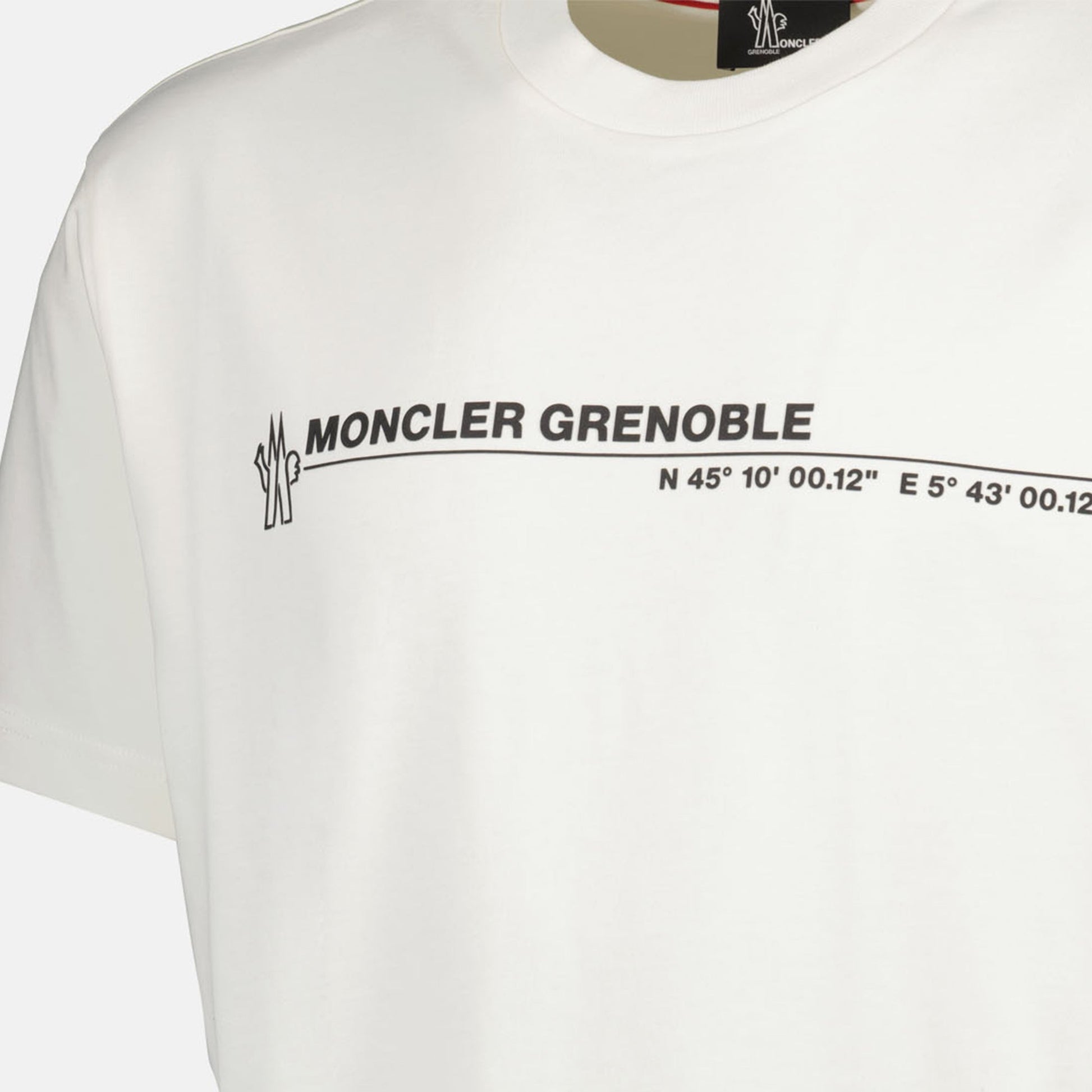 Moncler Grenoble T-shirt, White Printed T-shirt, Autumn-Winter 2024, Luxury Cotton T-shirt, High-end Fashion T-shirt