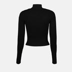 Image of Black Ribbed Knit Turtleneck Sweater by Diesel for Women - Season Autumn-Winter 2024 - Detail View 2