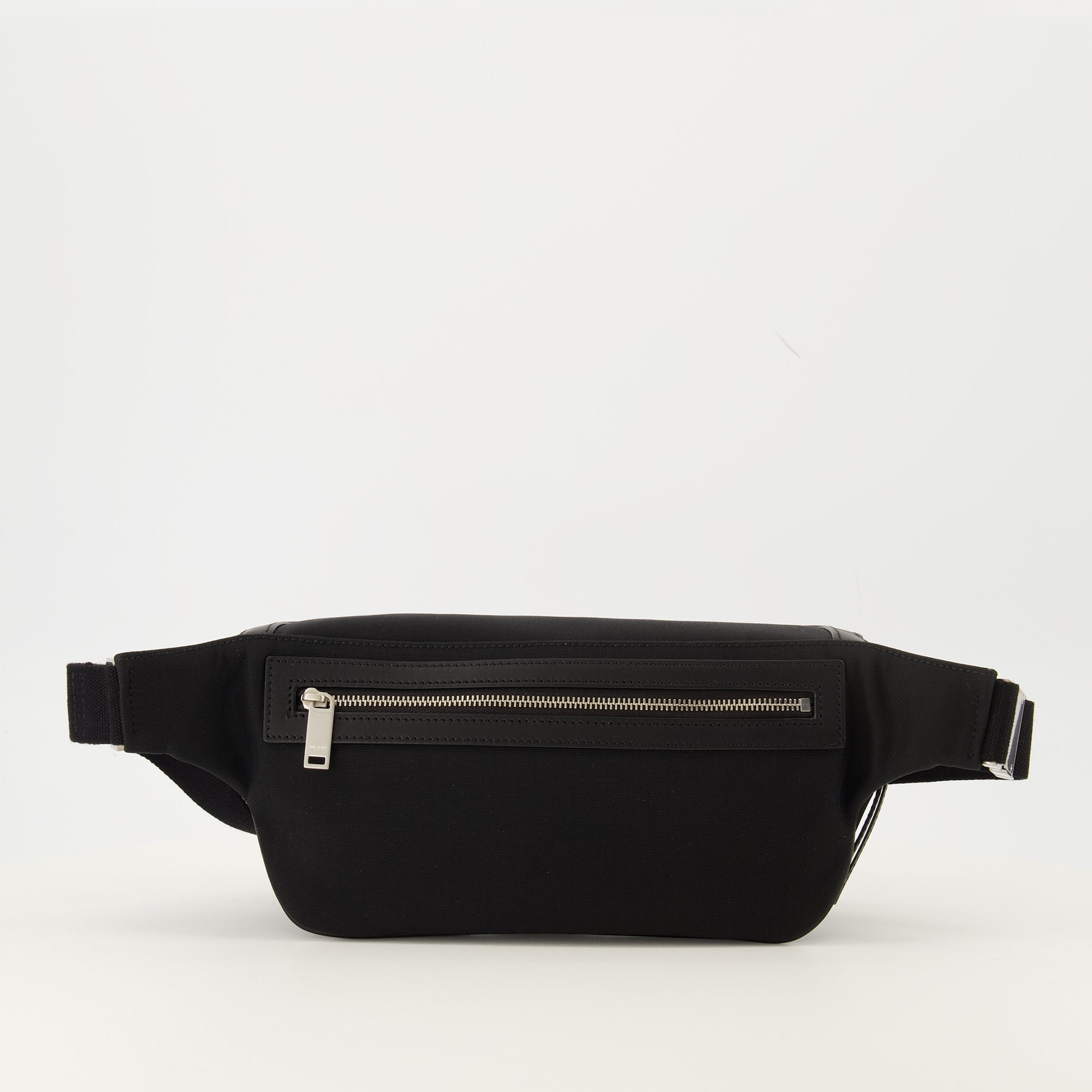 Saint Laurent waist bag, black leather bag, luxury accessory, canvas belt bag, men's handbag