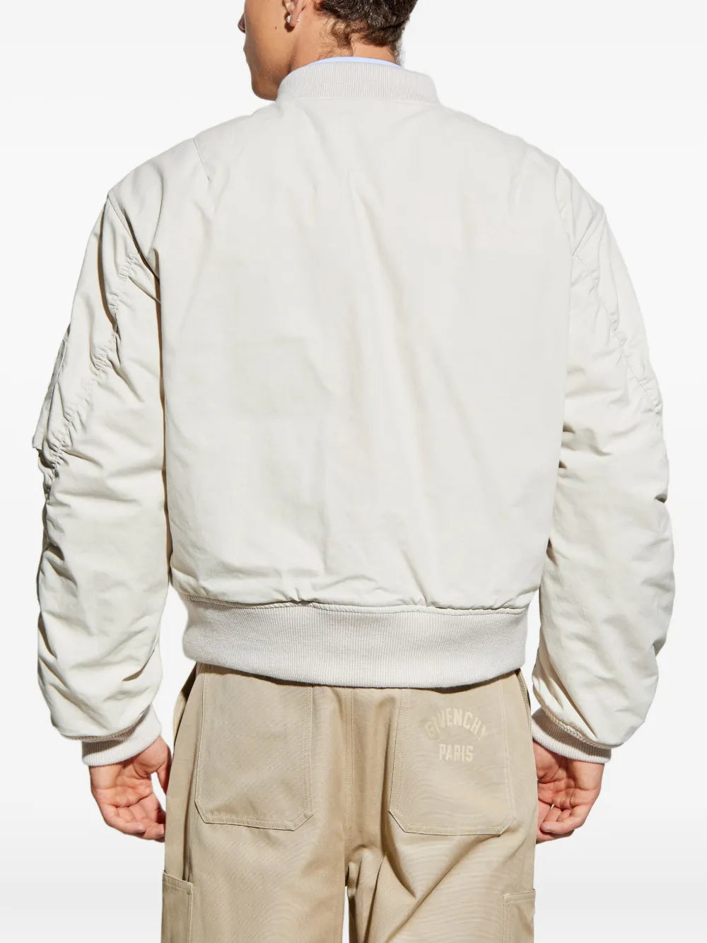 Image of Beige Cotton Bomber Jacket by Givenchy for Men - Season Autumn-Winter 2025 - Detail View 6