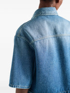 Image of Blue Denim Short Shirt by Prada for Women - Season Autumn-Winter 2025 - Detail View 6