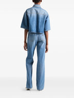 Image of Blue Denim Short Shirt by Prada for Women - Season Autumn-Winter 2025 - Detail View 1