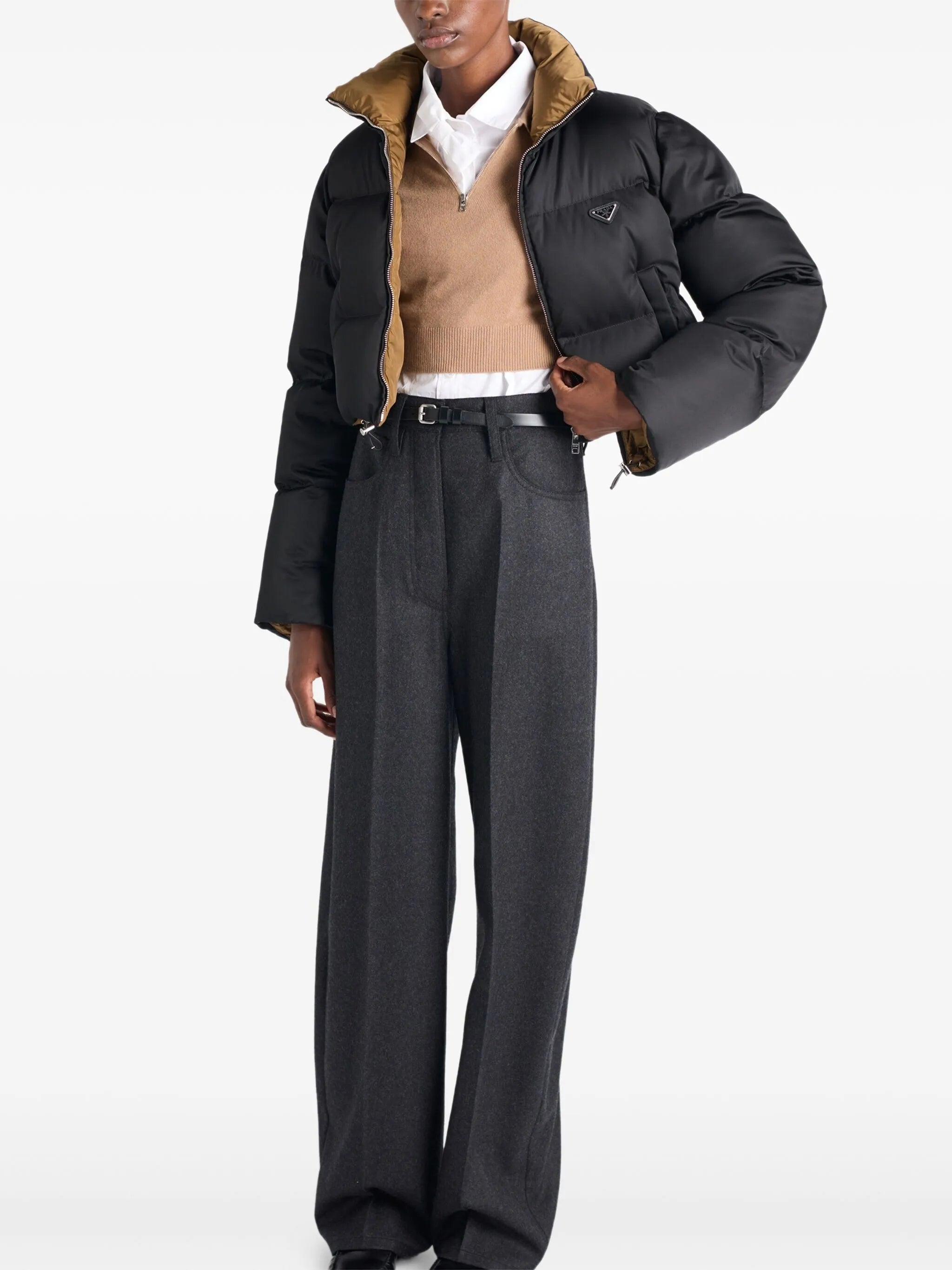 Image of Re-Nylon Down Jacket by Prada for Women - Season Autumn-Winter 2025 - Model view 2