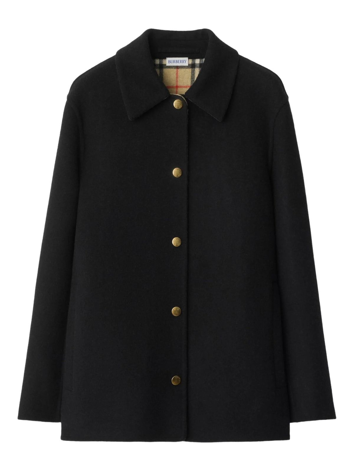 Image of Gray Wool Jacket by Burberry for Women - Season Autumn-Winter 2025 - Model View 1