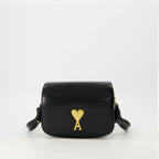 black leather bag, AMI Paris bag, unisex accessories, chic leather handbag, stylish bag