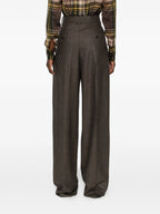 Image of Brown Chevron Trousers by Saint Laurent for Women - Season Autumn-Winter 2025 - Model view 3