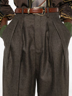 Image of Brown Chevron Trousers by Saint Laurent for Women - Season Autumn-Winter 2025 - Model view 4
