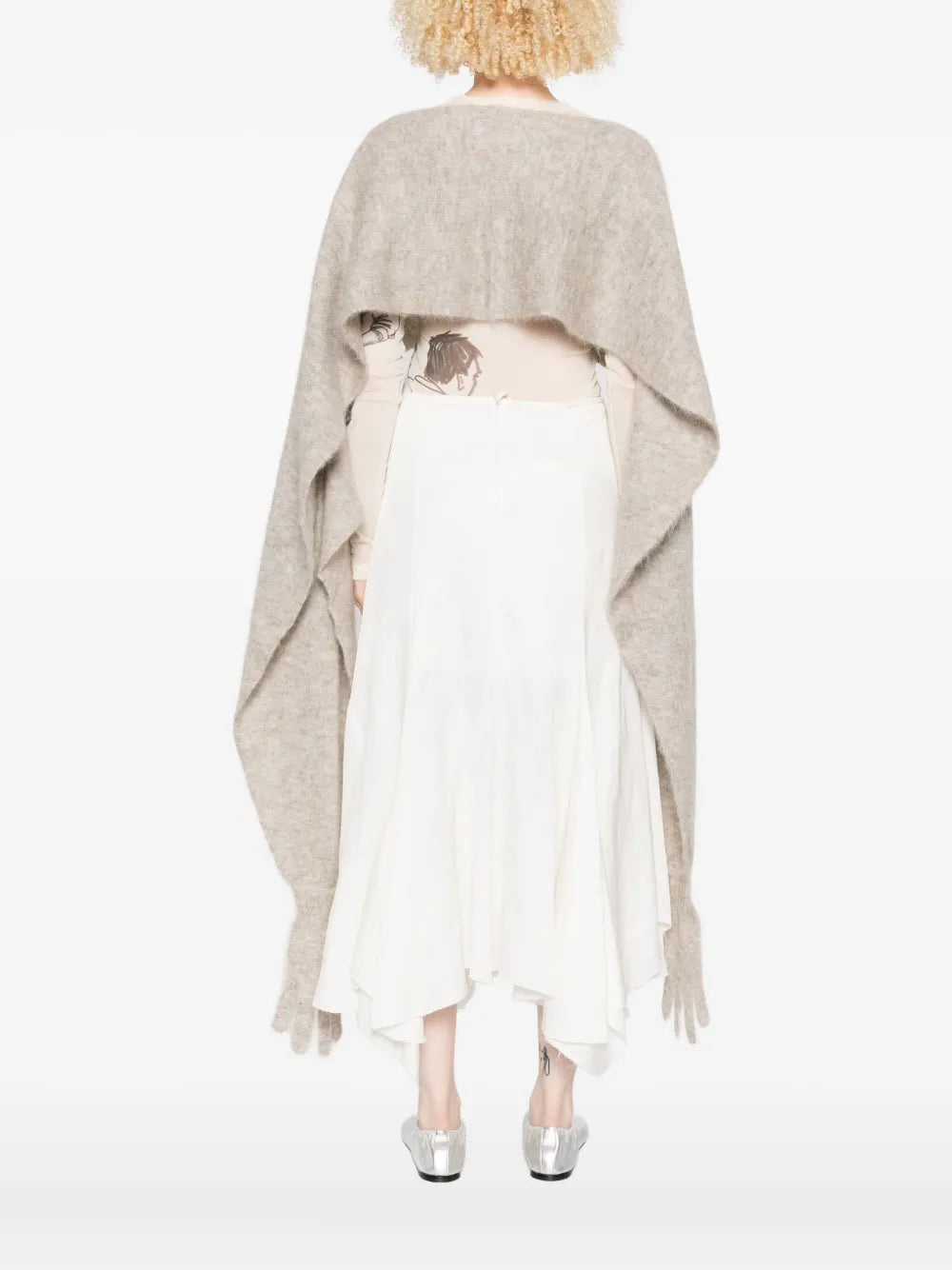 Beige Gaiter Scarf with Integrated Gloves