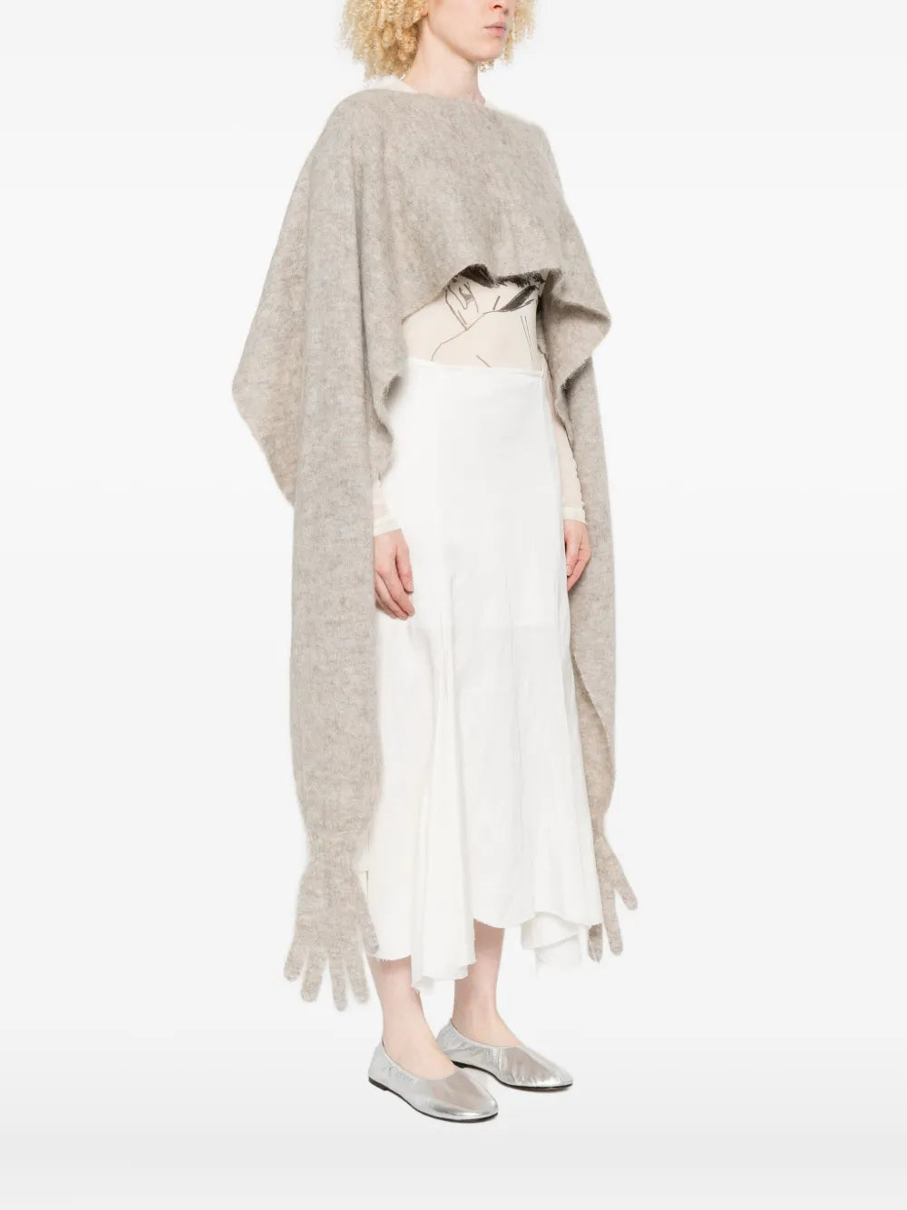 Beige Gaiter Scarf with Integrated Gloves